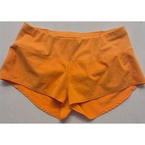 Oiselle Shorts Womens 4 Orange Running Lightweight Zip Pocket Athletic Workout